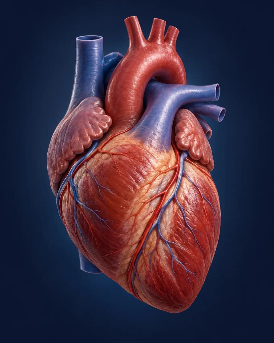 Kalbin yapısını gösteren temsili üç boyutlu anatomik görselleştirme